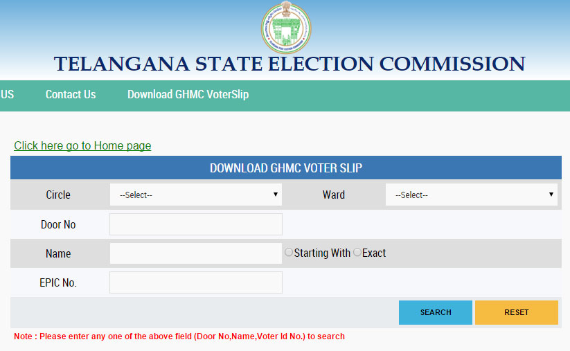 GHMC Elections 2016 Voter Slips & Polling Booth Address Download tsec.gov.in