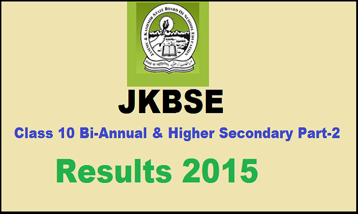 JKSBSE Class 10th Annual Regular Exam Result 2015
