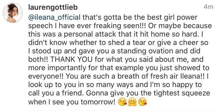 Ileana Slams A Hater Who Tried To Body Shame Lauren Gottlieb On Instagram (4)