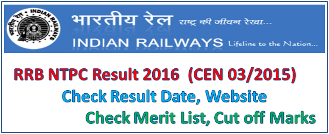 RRB NTPC Results 2016