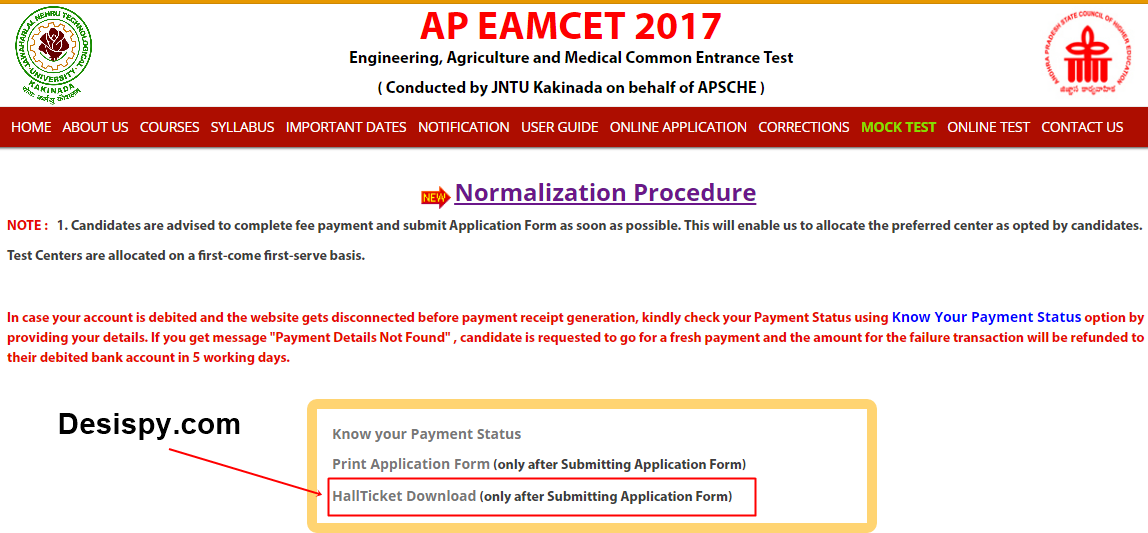 ap eamcet 2017 hall tickets download