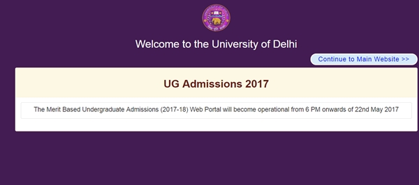 Delhi University (DU) UG Admissions 2017 Online Registration