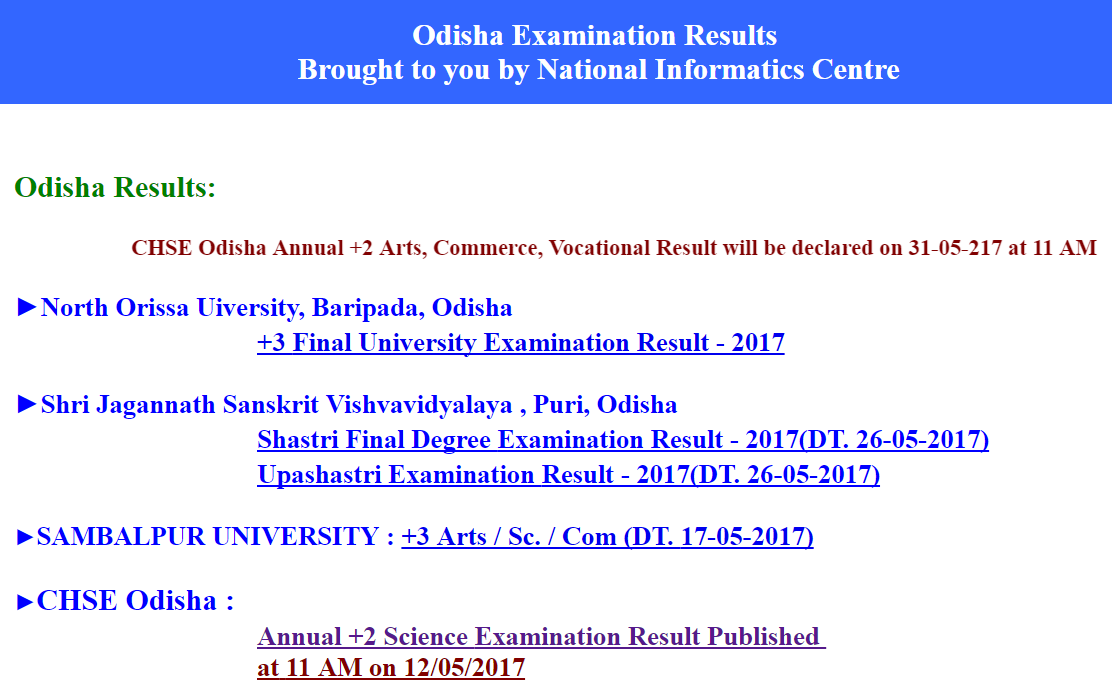 Odisha CHSE Result 2017