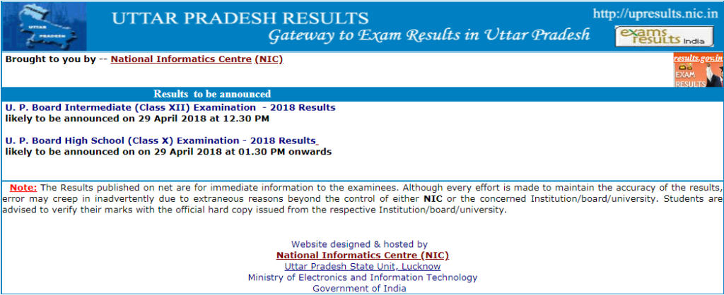 UP Board 10th & 12th Result 2018