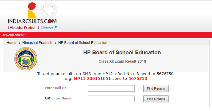 HPBOSE 12th Result 2018