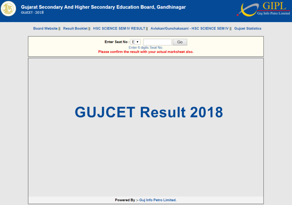 GUJCET Result 2018